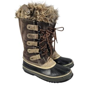Sorel Joan of Artic Brown Tan Tall Waterproof Winter Snow Boots Women's Size 10